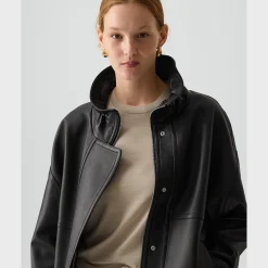 High Collar Jacket in Leather