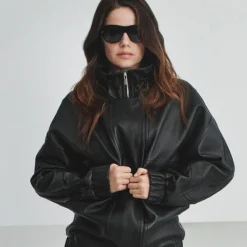 High Collar Jacket in Leather
