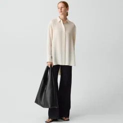 High-Low Flounce Shirt in Washed Stripe
