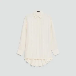 High-Low Flounce Shirt in Washed Stripe