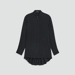 High-Low Flounce Shirt in Washed Stripe