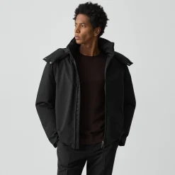 Hooded Jacket in Bonded Wool-Blend