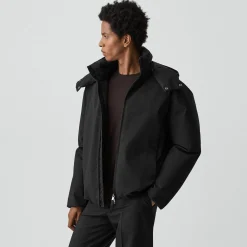 Hooded Jacket in Bonded Wool-Blend