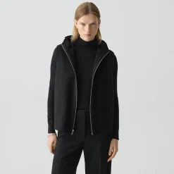 Hooded Vest in Double-Face Wool-Cashmere