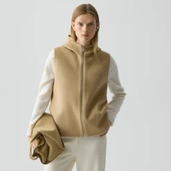 Hooded Vest in Double-Face Wool-Cashmere