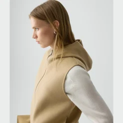 Hooded Vest in Double-Face Wool-Cashmere