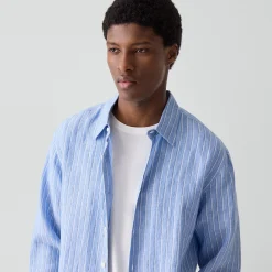Irving Shirt in Relaxed Linen Stripe