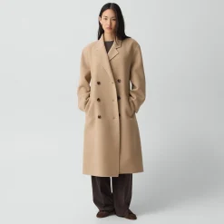 Long Trench Coat in Textured Wool-Cashmere