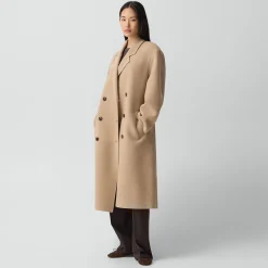 Long Trench Coat in Textured Wool-Cashmere
