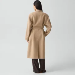 Long Trench Coat in Textured Wool-Cashmere