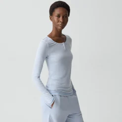Long-Sleeve Henley Tee in Lounge Jersey