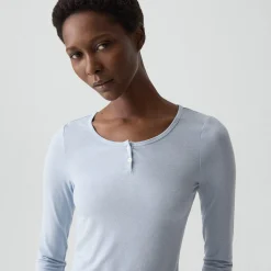 Long-Sleeve Henley Tee in Lounge Jersey