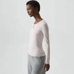 Long-Sleeve Henley Tee in Lounge Jersey