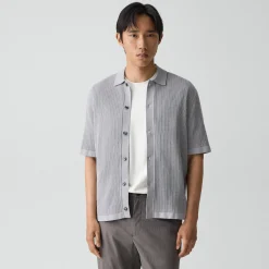 Mesh Button-Up Shirt in Cotton
