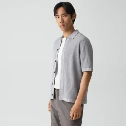 Mesh Button-Up Shirt in Cotton