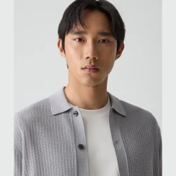 Mesh Button-Up Shirt in Cotton