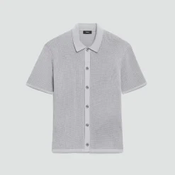 Mesh Button-Up Shirt in Cotton
