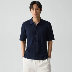Mesh Button-Up Shirt in Cotton