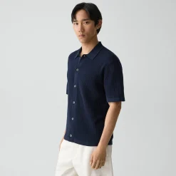 Mesh Button-Up Shirt in Cotton