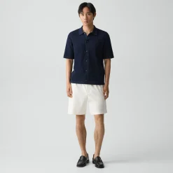 Mesh Button-Up Shirt in Cotton