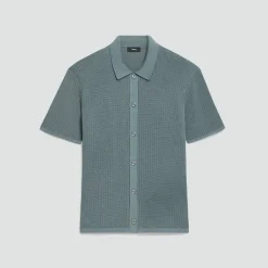 Mesh Button-Up Shirt in Cotton