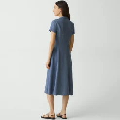 Midi Shirt Dress in Fluid Linen