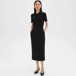 Military Midi Dress in Admiral Crepe