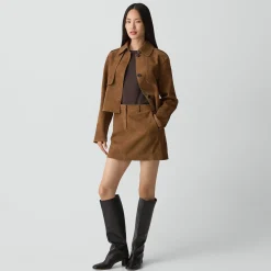 Mini Trouser Skirt in Suede