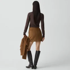 Mini Trouser Skirt in Suede