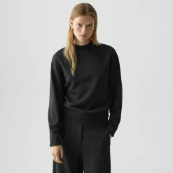Mock Neck Sweatshirt in Double-Knit Jersey