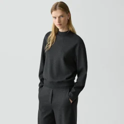 Mock Neck Sweatshirt in Double-Knit Jersey