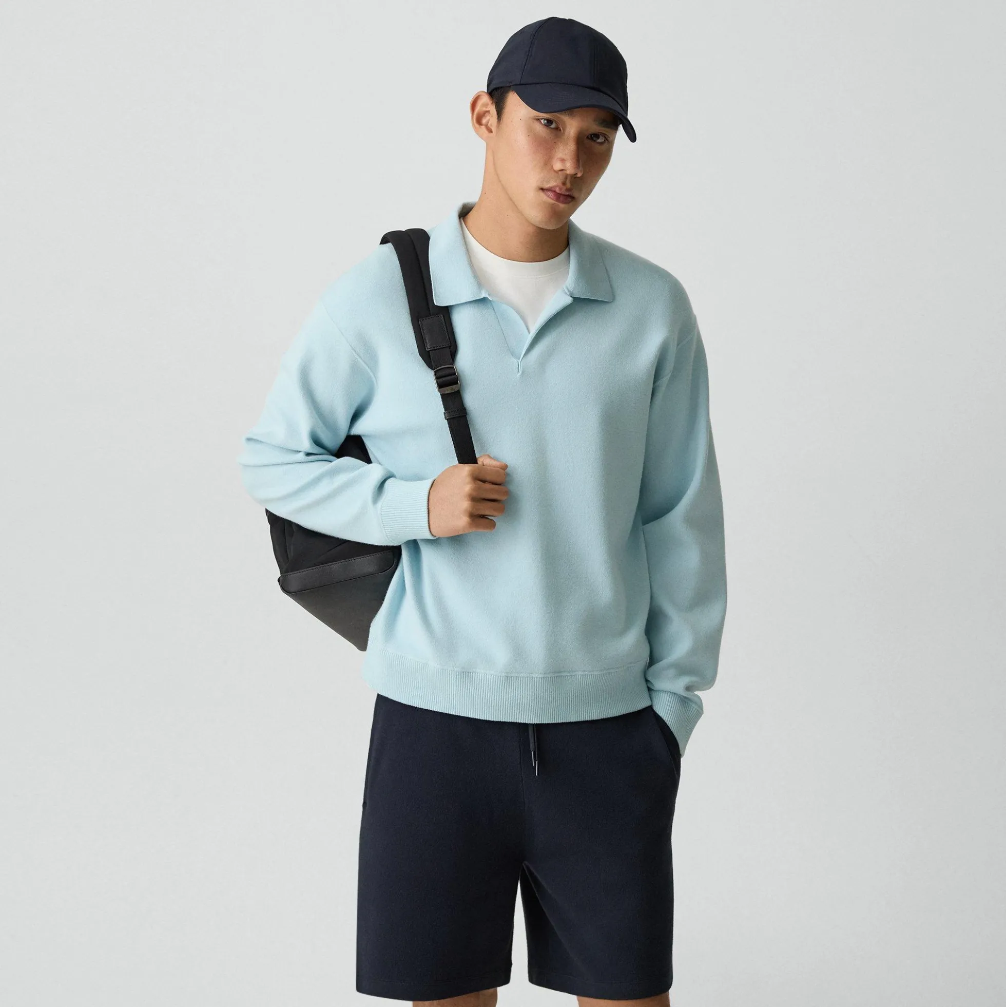 Open Collar Sweater in Light Bilen