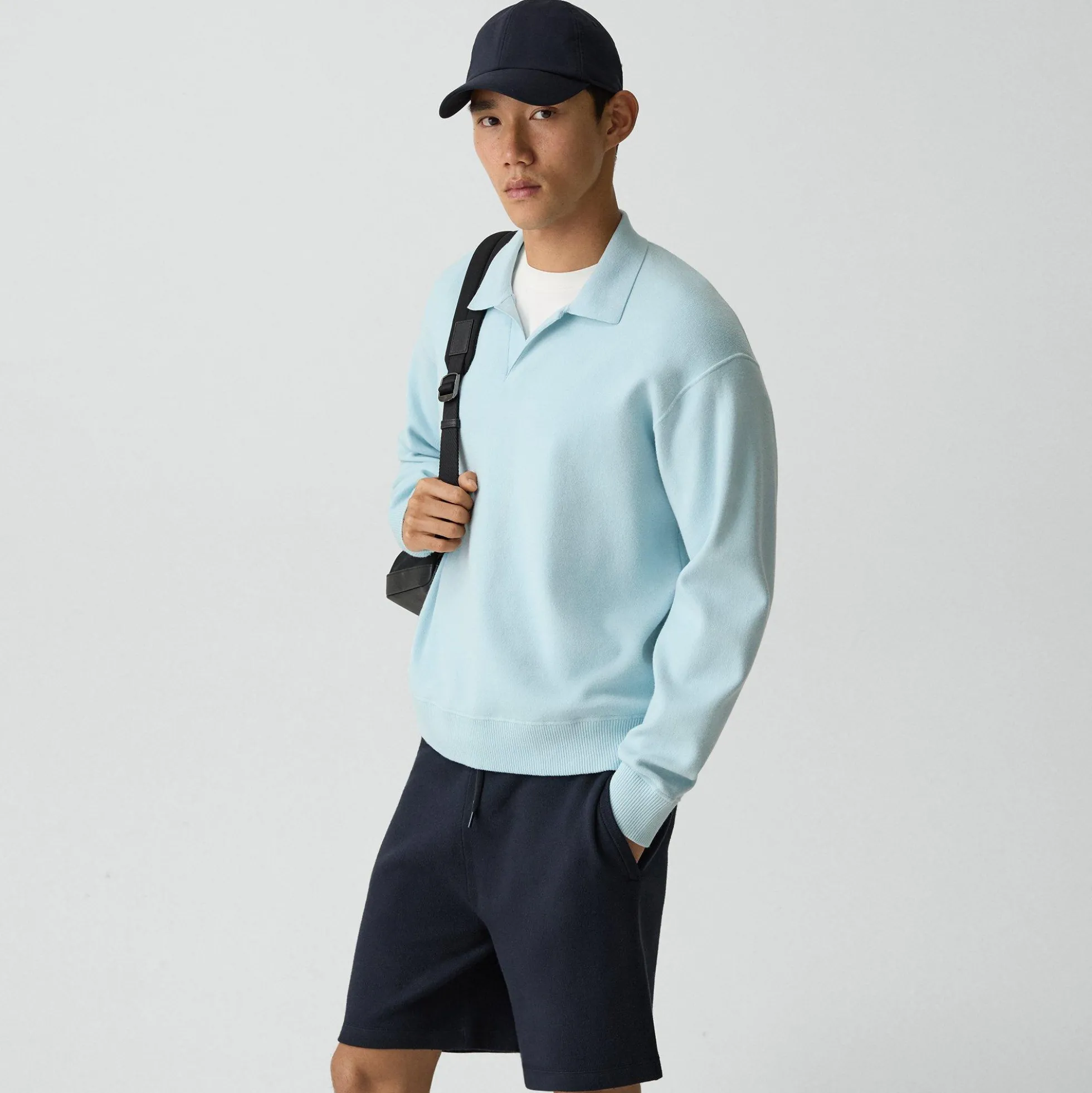 Open Collar Sweater in Light Bilen