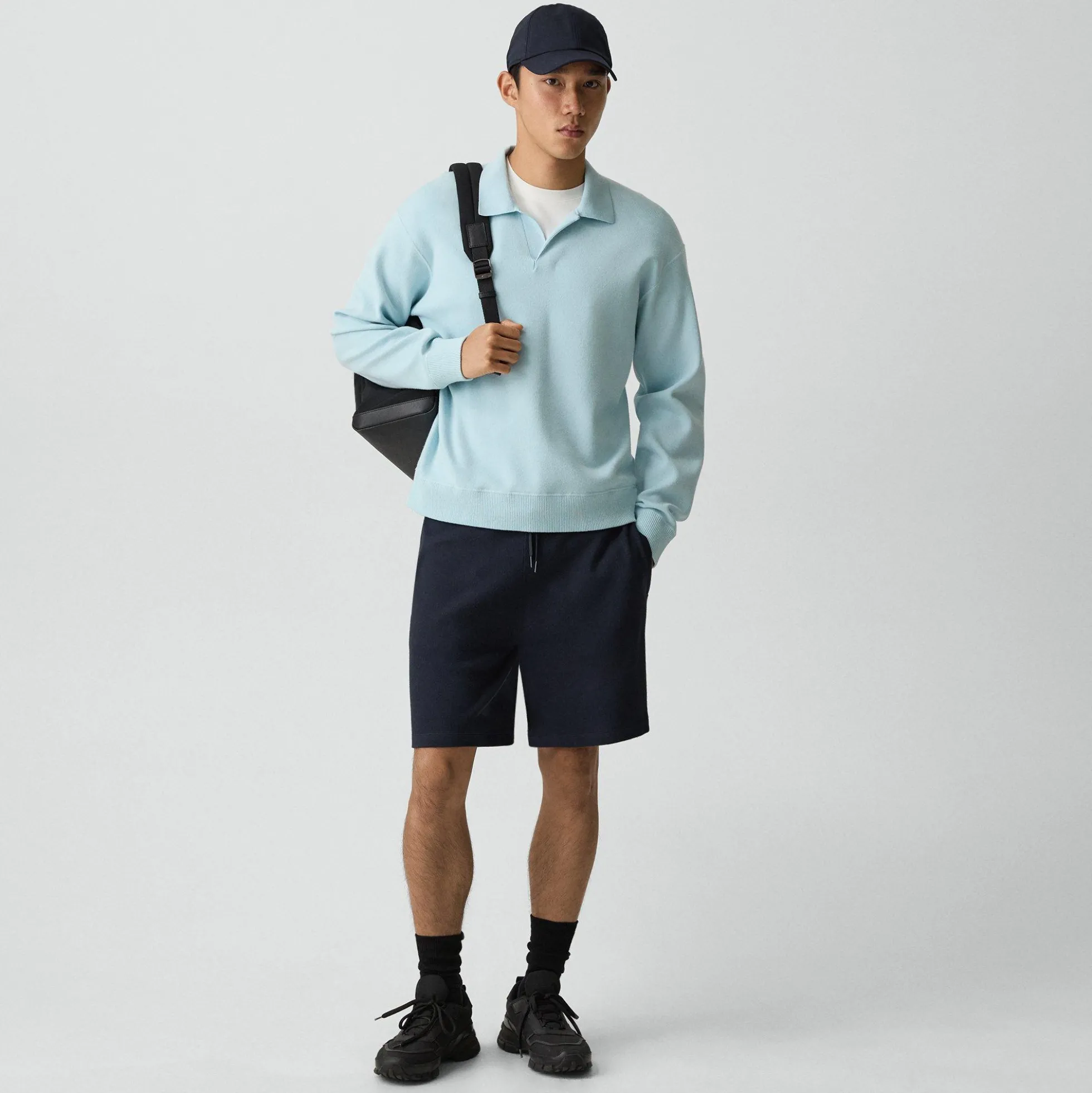Open Collar Sweater in Light Bilen