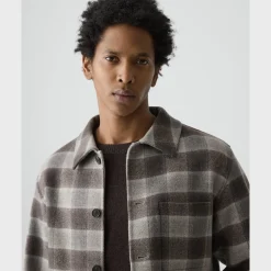 Overshirt in Checked Double-Face Wool-Cashmere