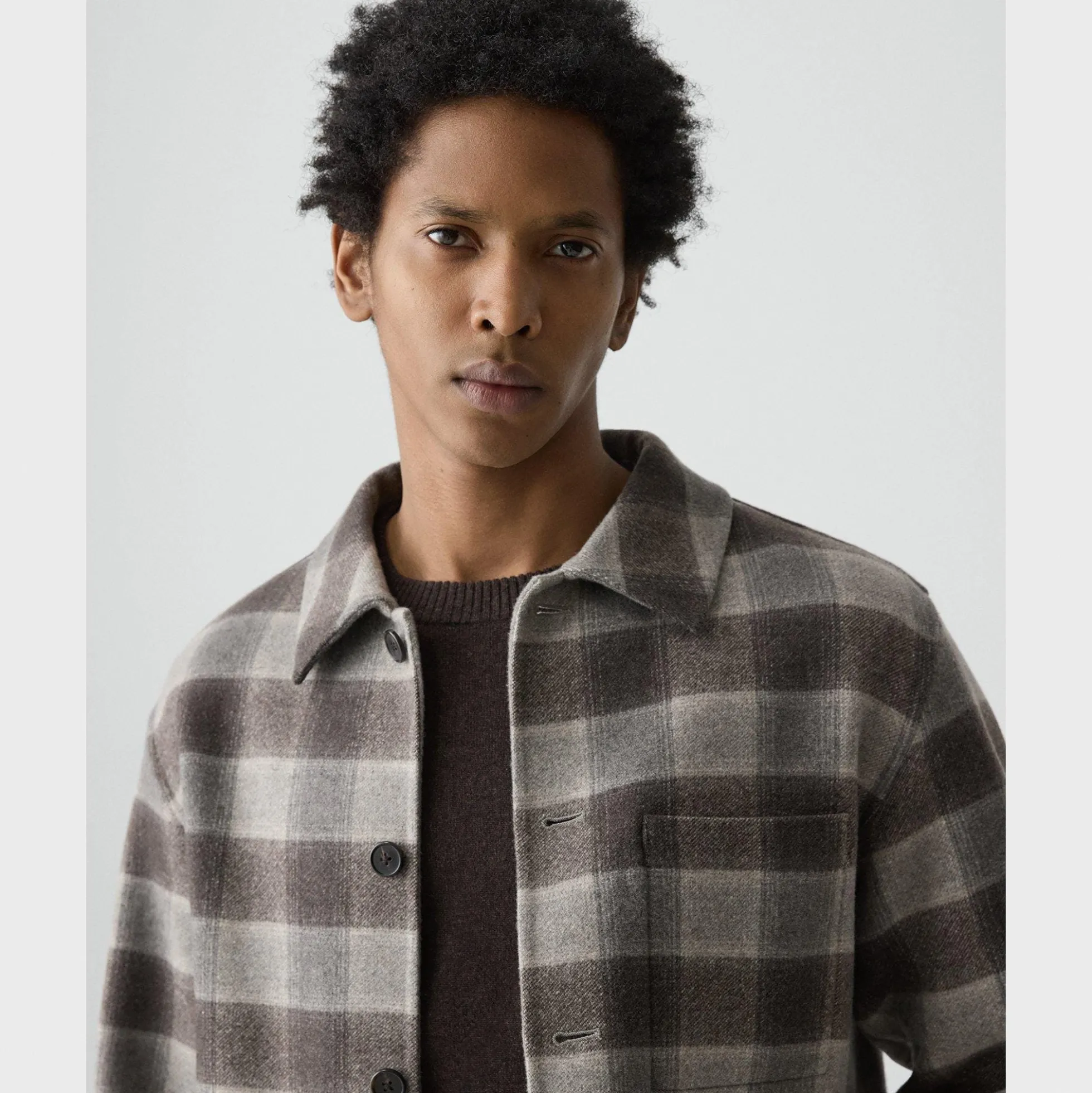 Overshirt in Checked Double-Face Wool-Cashmere