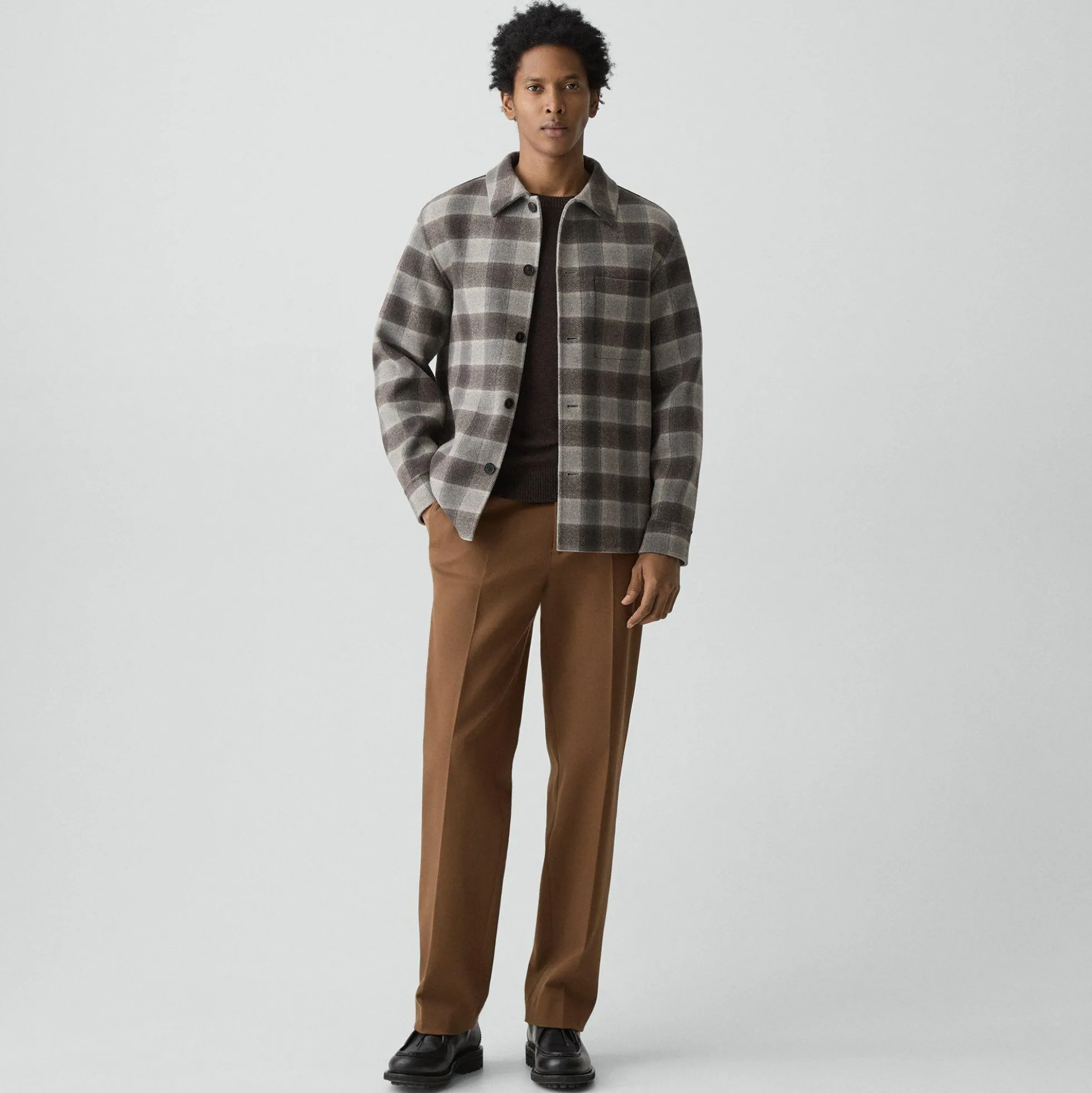 Overshirt in Checked Double-Face Wool-Cashmere
