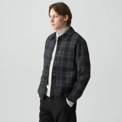 Overshirt in Checked Double-Face Wool-Cashmere