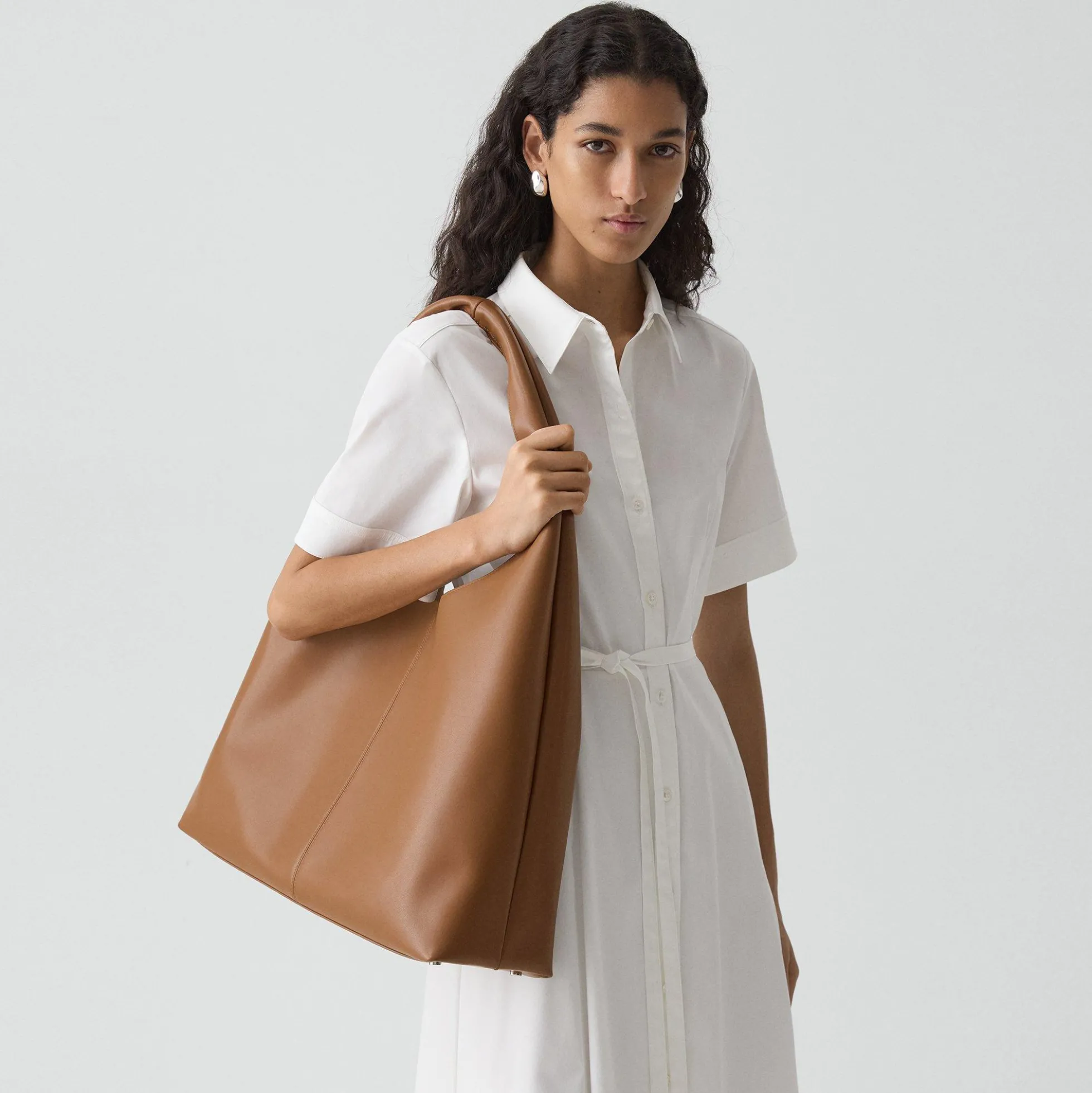 Oversized Hobo Bag in Leather