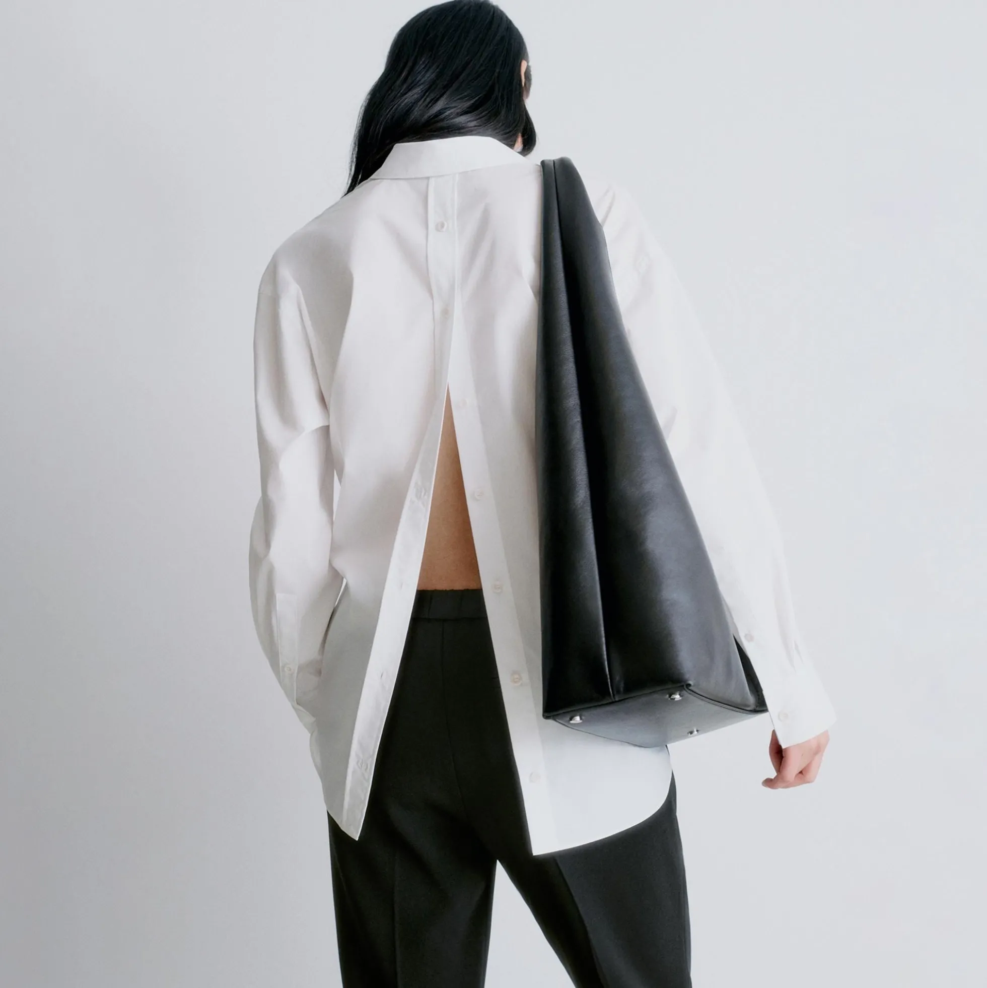 Oversized Hobo Bag in Leather