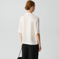 Oversized Polo Shirt in Silk Georgette
