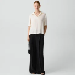 Oversized Polo Shirt in Silk Georgette