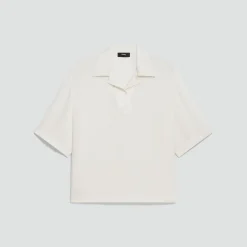 Oversized Polo Shirt in Silk Georgette