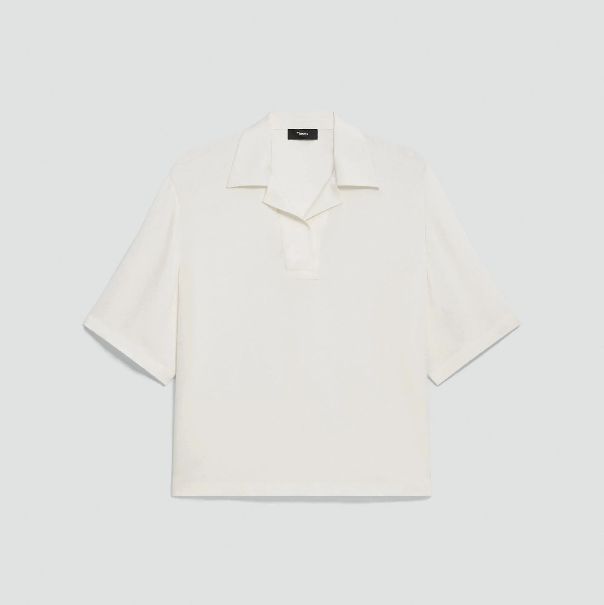 Oversized Polo Shirt in Silk Georgette