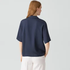 Oversized Polo Shirt in Silk Georgette