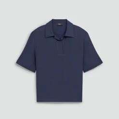 Oversized Polo Shirt in Silk Georgette