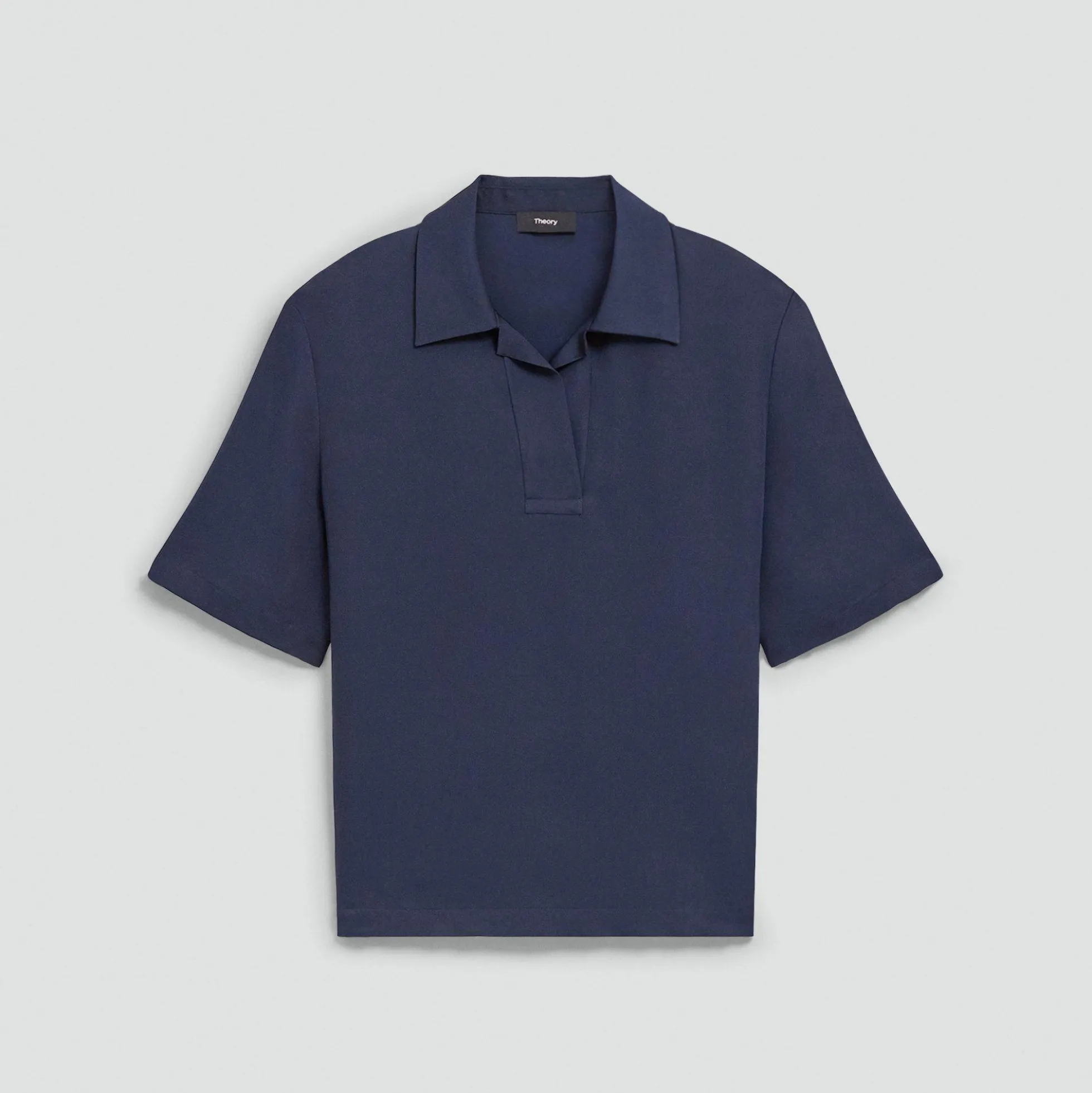 Oversized Polo Shirt in Silk Georgette