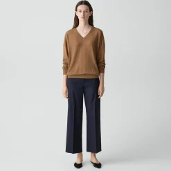 Oversized V-Neck Sweater in Linen Knit