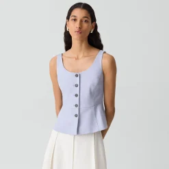 Peplum Vest in Linen-Viscose