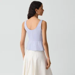 Peplum Vest in Linen-Viscose